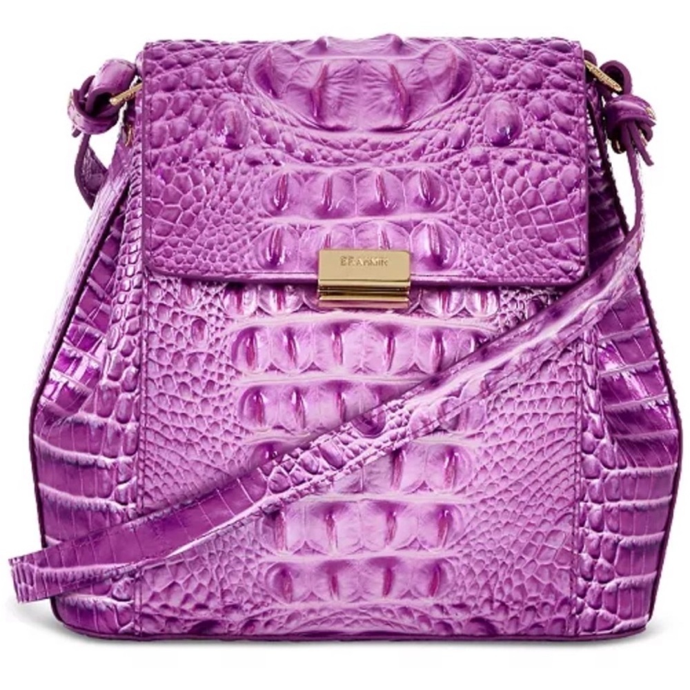 Brahmin Margo Lilac Crocodile-Embossed Bag